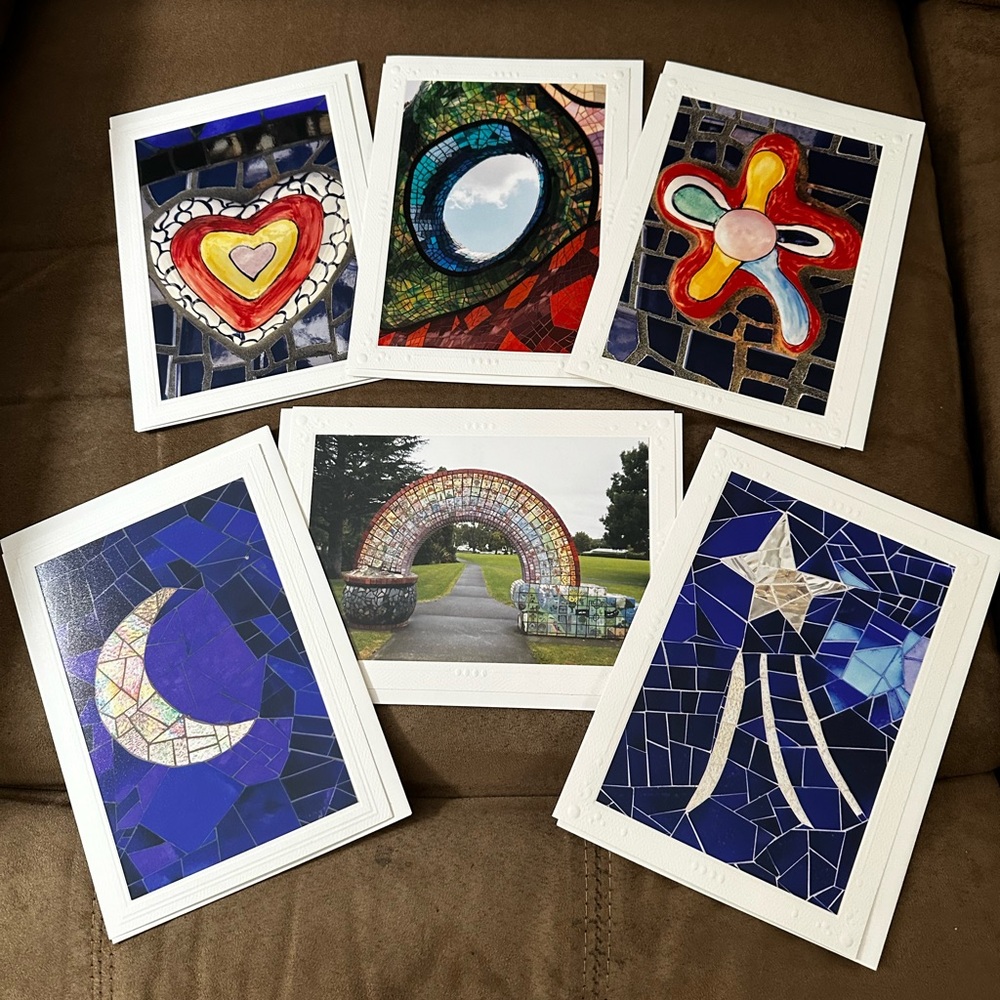 READY MADE GIFT! Set of 6 Colorful Photo Mosaic Art Cards—5 by 7, Blank Inside